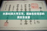 解码水原科技大学文凭，名校光环下的真实价值解析